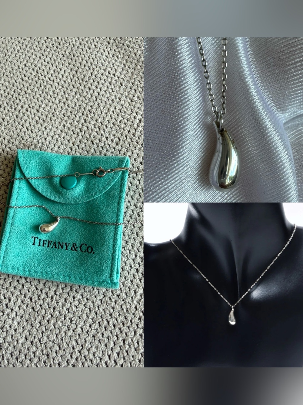 Authentic Tiffany & Co 925 sterling silver teardrop necklace
